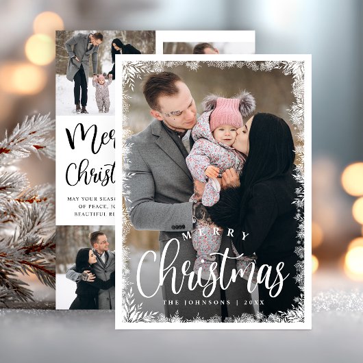 Modern Winter Photo Elegant Christmas Holiday Card シーズンカード
