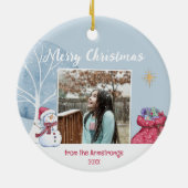Modern Winter Photo Family Illustration Christmas セラミックオーナメント (裏面)