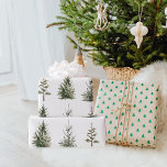 Modern Winter Pine Green Watercolor Tree Wrapping ラッピングペーパー<br><div class="desc">Modern Winter Pine Green Watercolor Tree</div>