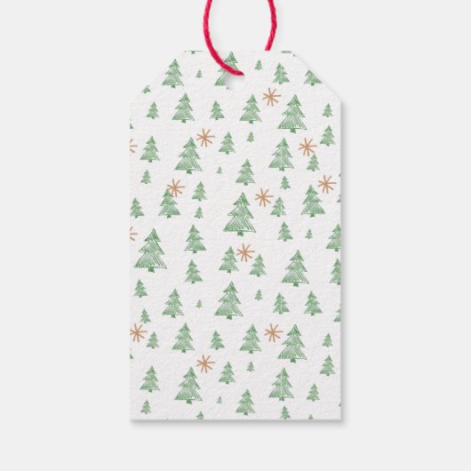 Modern Winter Pine Tree Star ギフトタグ (裏面)