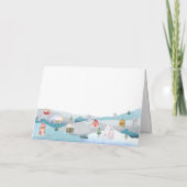 Modern Winter Snow It Takes A Village Baby Shower  サンキューカード (裏面)