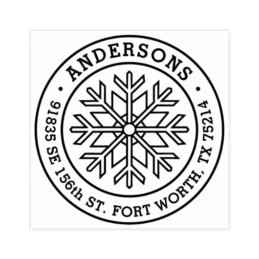 Modern Winter Snowflake return address ラバースタンプ (インプリント)