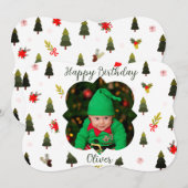 Modern Winter Theme Custom Photo Birthday Card (正面/裏面)