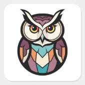 Modern Wisdom Owl Illustration スクエアシール (正面)