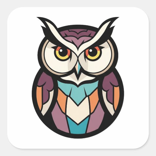 Modern Wisdom Owl Illustration スクエアシール (正面)