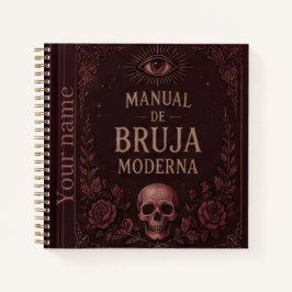 Modern Witch Skull Burgundy Roses Black Journal ノートブック