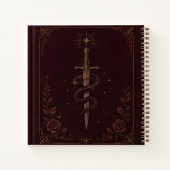 Modern Witch Skull Burgundy Roses Black Journal ノートブック (裏面)
