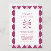 Modern Women's 30th Birthday Argyle Pink Golf 招待状 (正面)