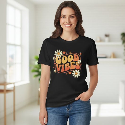 Modern Womens Tshirts Daisy Black Tシャツ
