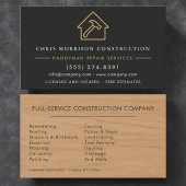 Modern Wood Black Gold Handyman Construction  名刺