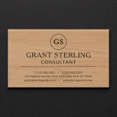 Modern Wood Consultant Luxury Monogram 名刺