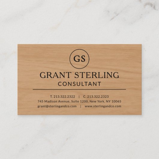 Modern Wood Consultant Luxury Monogram 名刺 (正面)