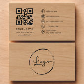 Modern Wood Professional Company Logo QR Code 名刺