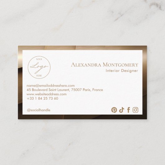 Modern Wood Professional Interior Designer Photo 名刺 (裏面)