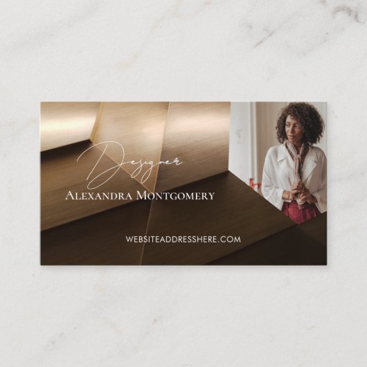 Modern Wood Professional Interior Designer Photo 名刺 (正面)