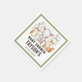Modern Woodland Animals Forest Boy Baby Shower スタンダードカクテルナプキン (角)