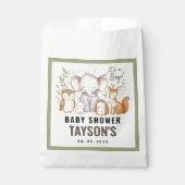 Modern Woodland Animals Forest Boy Baby Shower フェイバーバッグ (正面)