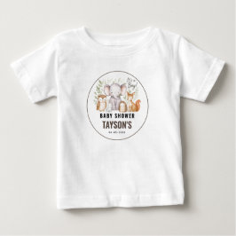 Modern Woodland Animals Forest Boy Baby Shower ベビーTシャツ