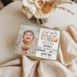 Modern Woodland Animals Forest Boy Baby Shower 招待状