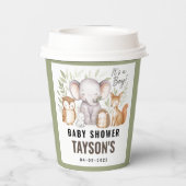 Modern Woodland Animals Forest Boy Baby Shower 紙コップ (裏面)