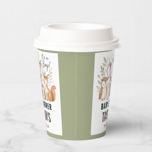 Modern Woodland Animals Forest Boy Baby Shower 紙コップ (右)
