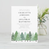 Modern Woodland Forest QR Code Winter Wedding 招待状 (スタンド正面)