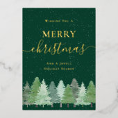 Modern Woodland Snow Christmas Business Logo Gold 箔シーズンカード (正面)