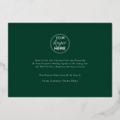 Modern Woodland Snow Happy Holidays Business Logo 箔シーズンカード (裏面)