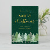 Modern Woodland Snow Your Company Logo Green Gold 箔シーズンカード (立ち正面)
