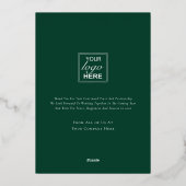 Modern Woodland Snow Your Company Logo Green Gold 箔シーズンカード (裏面)