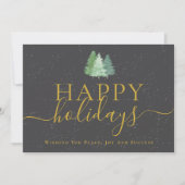 Modern Woodland Snow Your Logo Gray Gold Business シーズンカード (正面)