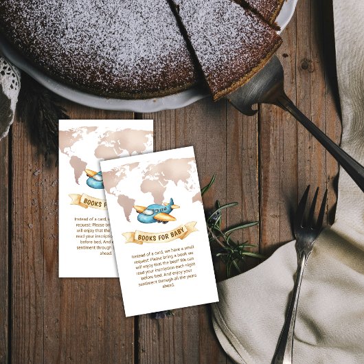 Modern World Map Airplane Books For Baby Shower  エンクロージャーカード