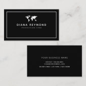 Modern World Map Black 名刺 (正面/裏面)