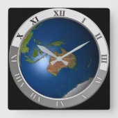 Modern World Map Wall Clock スクエア壁時計 (正面)