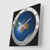 Modern World Map Wall Clock スクエア壁時計 (傾斜)