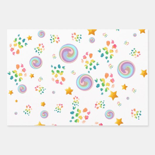 Modern Wrapping Paper Flat Sheet Set of 3 ラッピングペーパーシート (正面)