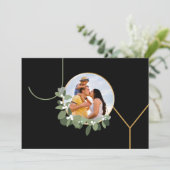 Modern Wreath Christmas Joy Family Photo Chic シーズンカード (スタンド正面)