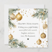 Modern Wreath Green and Gold Happy Holidays Photo シーズンカード (正面)