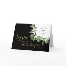 Modern Wreath Your Logo Company Holiday Gold black