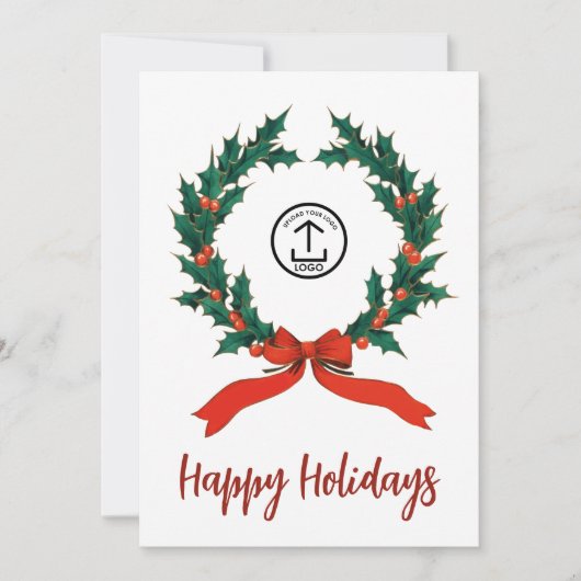 Modern Wreath Your Logo Happy Holidays (正面)