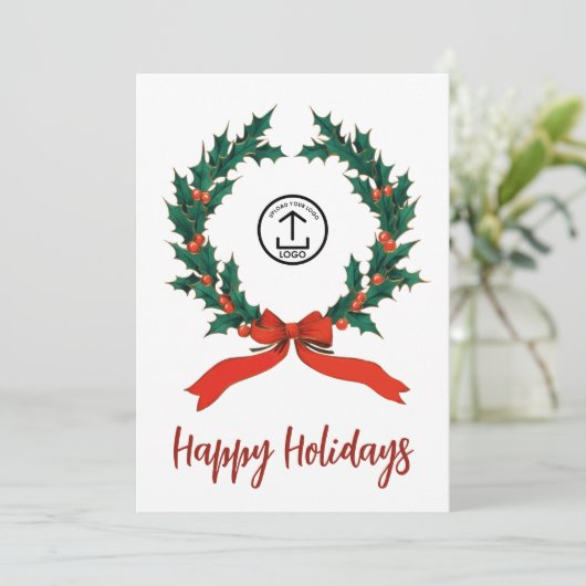 Modern Wreath Your Logo Happy Holidays (スタンド正面)