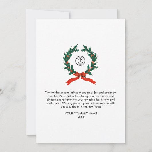 Modern Wreath Your Logo Happy Holidays (裏面)