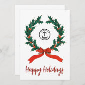 Modern Wreath Your Logo Happy Holidays (正面/裏面)