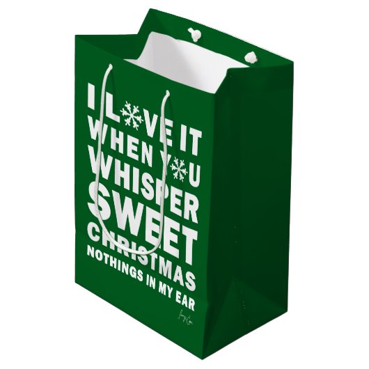 Modern Xmas Dark Green-White Gift Bag | Sweet Xmas ミディアムペーパーバッグ (正面アングル)