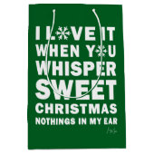 Modern Xmas Dark Green-White Gift Bag | Sweet Xmas ミディアムペーパーバッグ (正面)