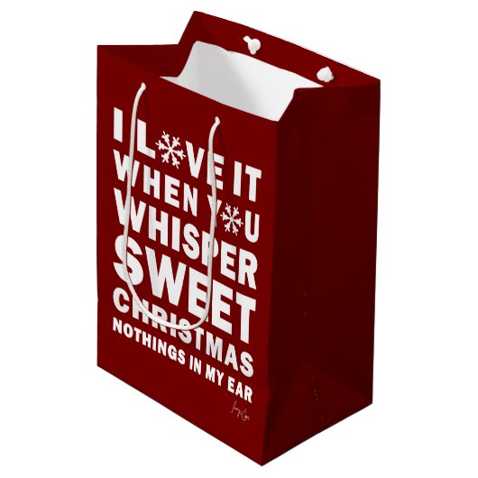 Modern Xmas Dark Red & White Gift Bag | Sweet Xmas ミディアムペーパーバッグ (正面アングル)