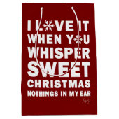 Modern Xmas Dark Red & White Gift Bag | Sweet Xmas ミディアムペーパーバッグ (正面)