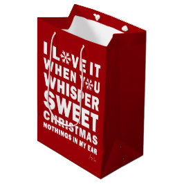 Modern Xmas Red & White Gift Bag | Sweet Xmas ミディアムペーパーバッグ