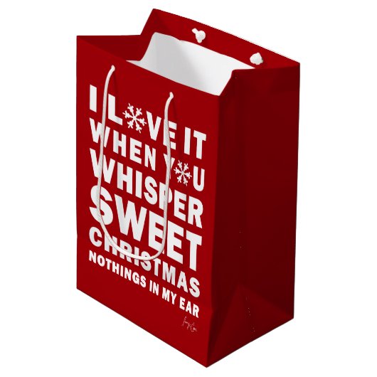 Modern Xmas Red & White Gift Bag | Sweet Xmas ミディアムペーパーバッグ (正面アングル)