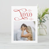 Modern XOXO Couples Photo Happy Valentines Day シーズンカード (スタンド正面)
